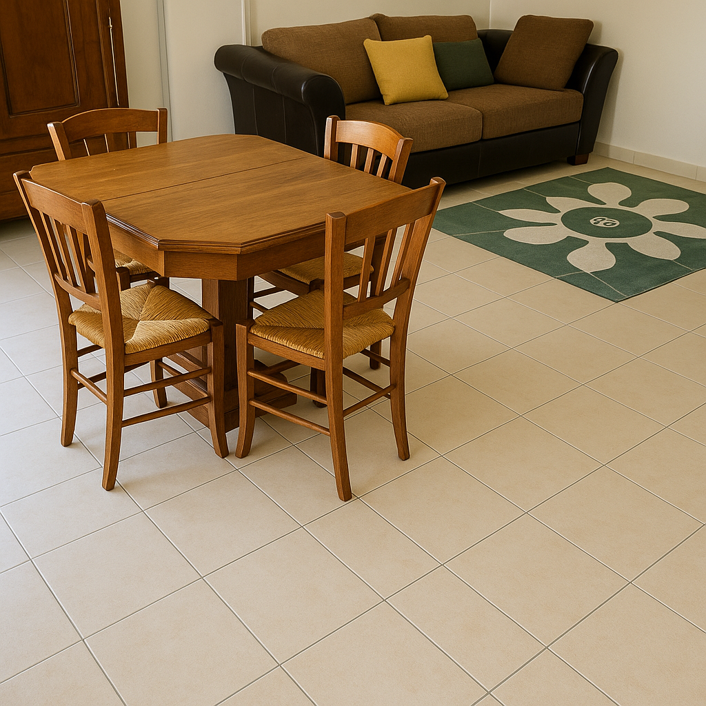 Sol en carrelage entièrement propre après intervention de nettoyage spécialisé à Quimper dans le Finistère