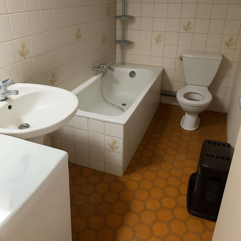 Salle de bain nettoyée et désinfectée après insalubrité par Propreté 29 à Quimper